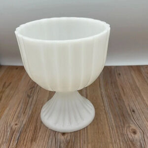 vintage white milk glass pedestal compote